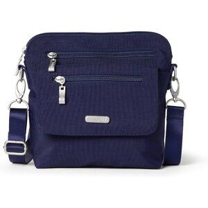 Women's Navy Let's Escape Crossbody Bag phone pocket Imported Zipper